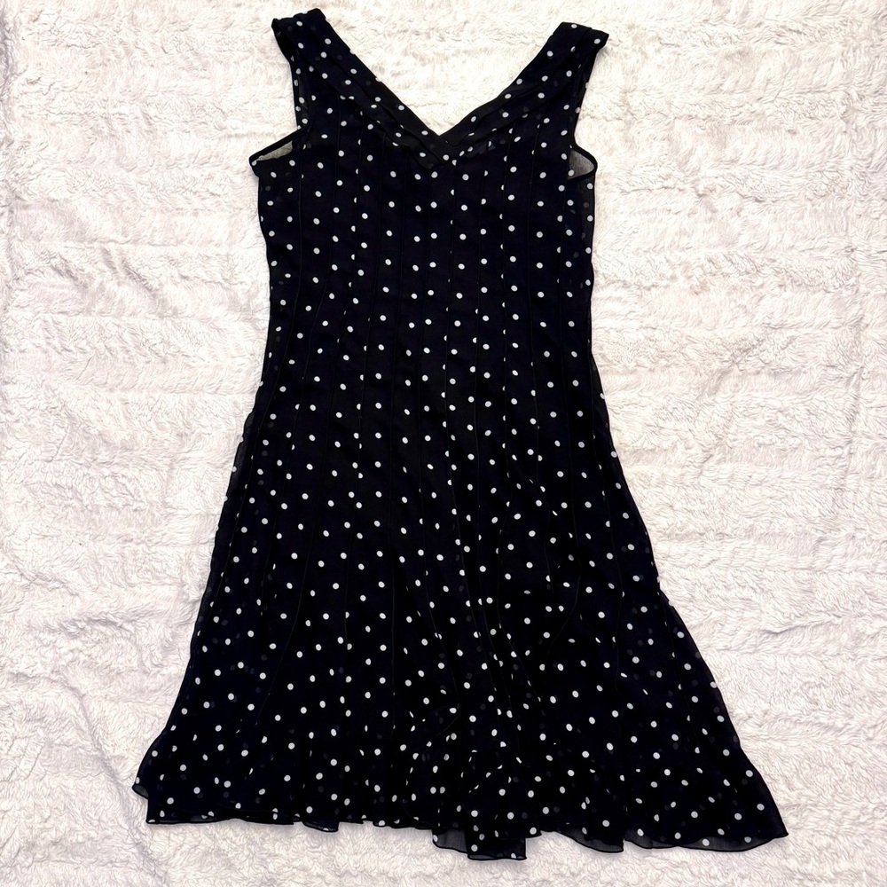 Dressbarn size 12 Black & White Polka Dot Dress | Sheer overlay